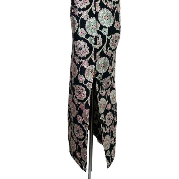 Vintage Alice of California Sleeveless Metallic Floral Paisley Print Maxi Dress - Picture 10 of 13